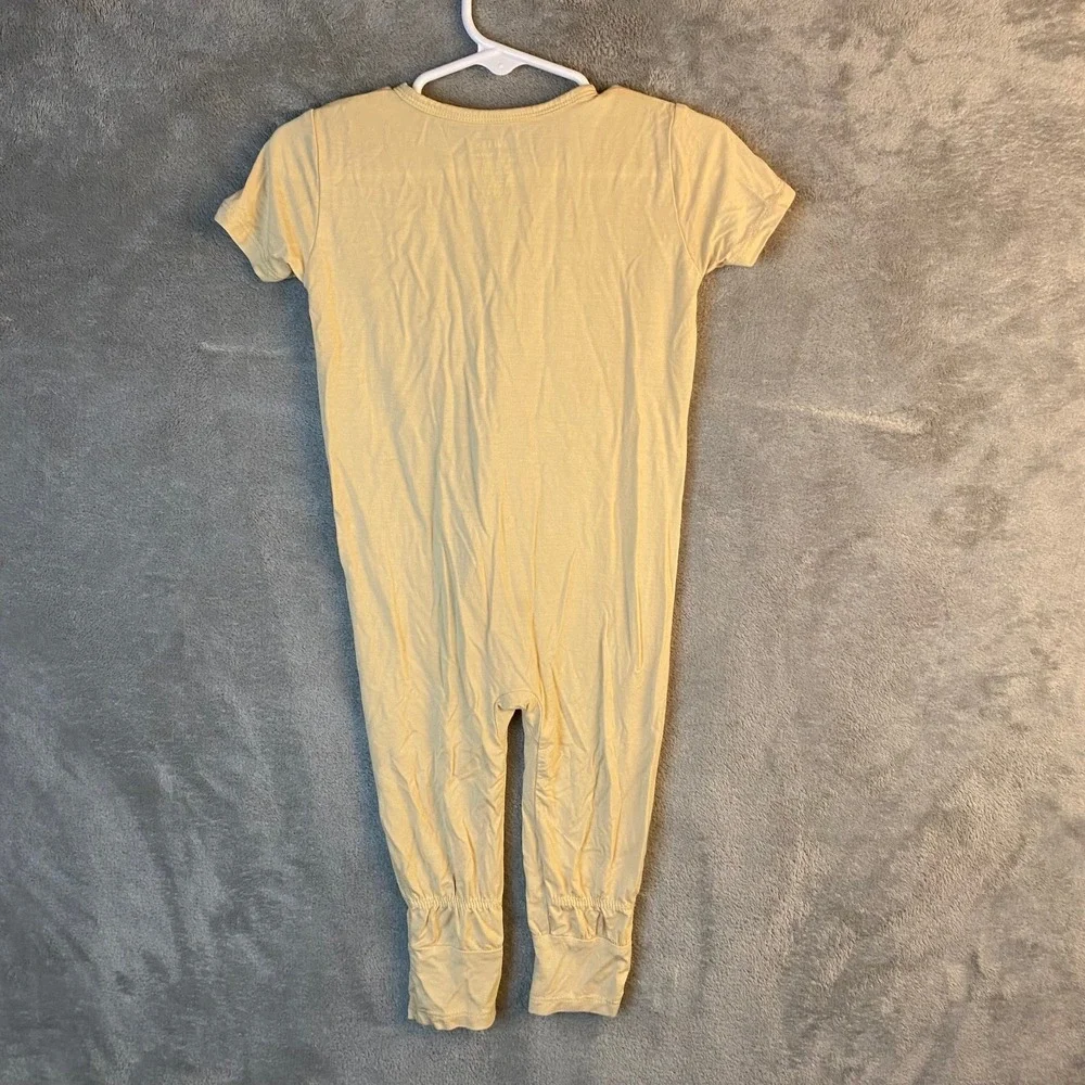 Guisby Baby Bamboo Romper 12-18 Months Cream Short Sleeve 2 Way Zip Pajamas